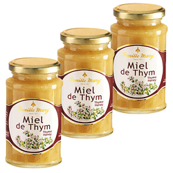 3 pots de miel de thym de 360 grammes