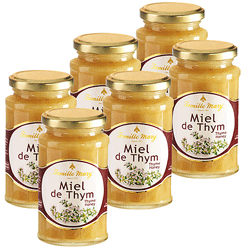 6 pots de miel de thym de 360 grammes
